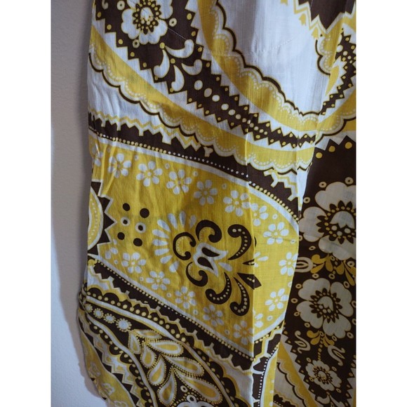 Talbot's Women's 10 Yellow Brown Skirt Geometric Groovy Vintage - Picture 2 of 10